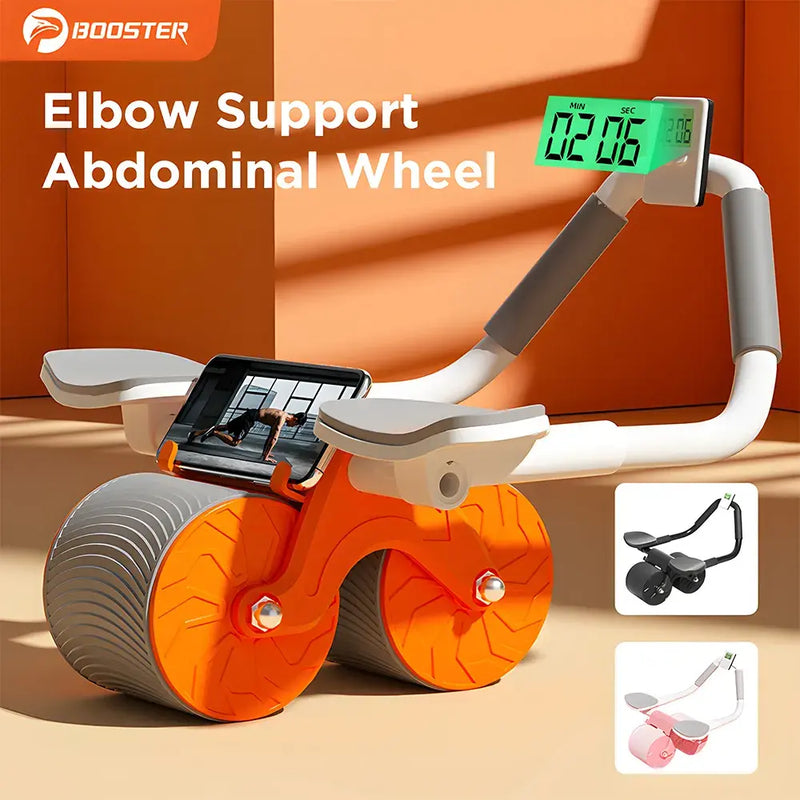 Ab Roller Wheel Automatic Rebound With Elbow Support Flat Plate Exercise Wheel Silence Abdominal Wheel Home Exercise Equipment